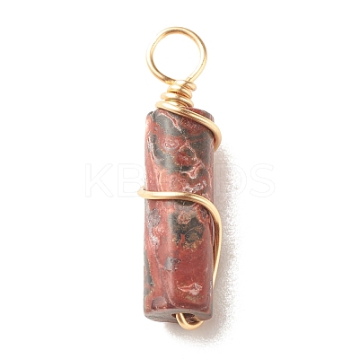 Natural Leopard Skin Jasper Pendants PALLOY-JF01453-04-1