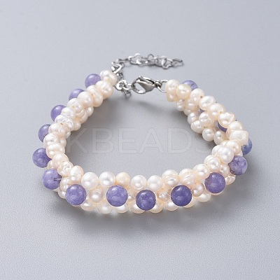 Natural Quartz(Dyed) Beads Bracelets BJEW-JB04604-05-1