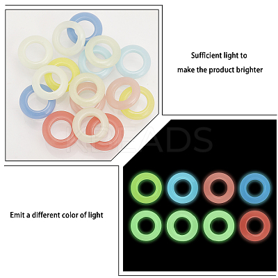 16Pcs 8 Colors Synthetic Luminous Stone Pendants G-CA0001-73-1