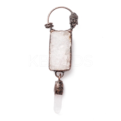 Natural Druzy Agate and Quartz Crystal Big Pendants G-M383-06R-1