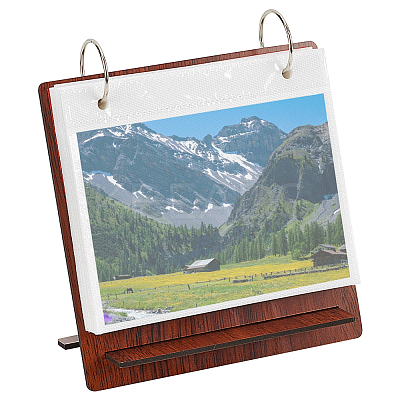Rectangle Wooden Calendar Photo Album with 24 Sheets Plastic Sleeves and Stainless Steel Rings DIY-WH0542-33A-02-1