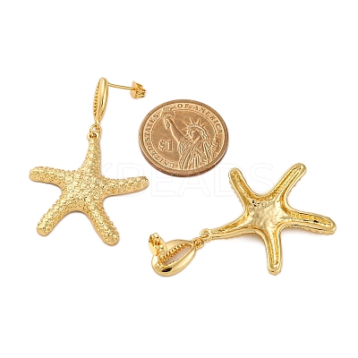 Rack Plating Brass Dangle Stud Earrings for Women EJEW-C125-23C-G-1