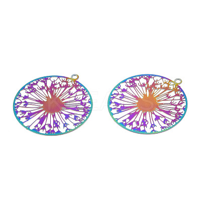 Ion Plating(IP) 201 Stainless Steel Filigree Pendants STAS-S118-086-1