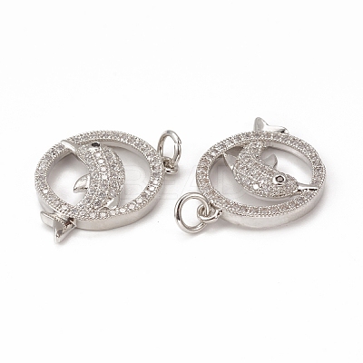 Brass Micro Pave Cubic Zirconia Pendants KK-E068-VB017-1