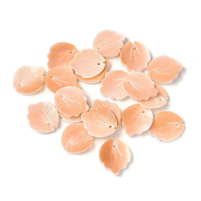 Natural Sea Shell Carved Leaf Charms SSHEL-C013-02D-1