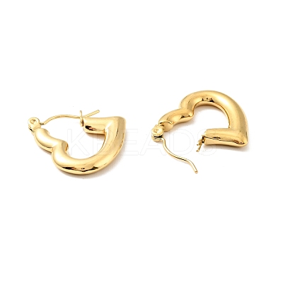 Ion Plating(IP) 304 Stainless Steel Heart Hoop Earrings for Women EJEW-A076-05G-1