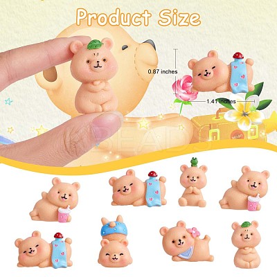 6Pcs Cute Resin Bear Figurines JX316A-1