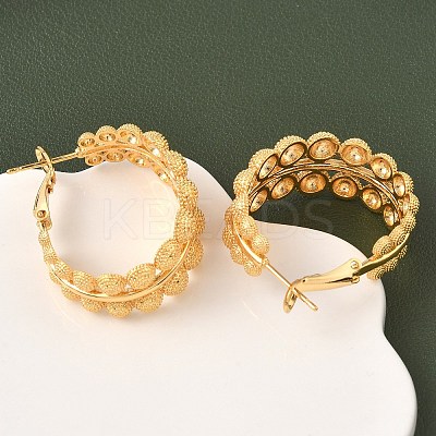 Brass Round Hoop Earrings EJEW-D337-12G-1