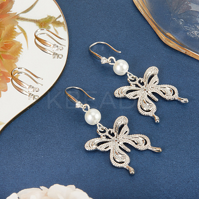 2 Pairs Rhodium Plated 925 Sterling Silver Micro Pave Cubic Zirconia Earring Hooks STER-BBC0007-09-1
