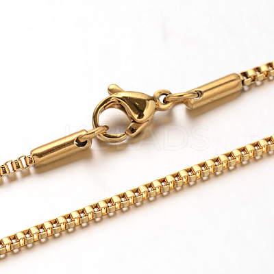 304 Stainless Steel Box Chain Venetian Chain Necklaces NJEW-I065-13A-1