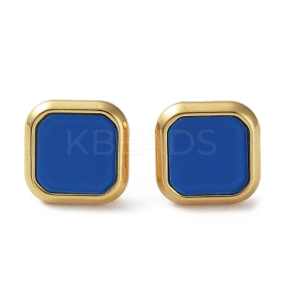 6 Pair 2 Color Square Acrylic Stud Earrings EJEW-A024-03B-1