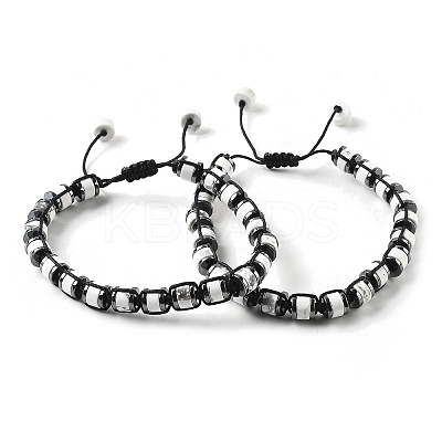 Adjustable Natural Howlite and Non-magnetic Synthetic Hematite Braided Bead Bracelets BJEW-Z090-01O-1