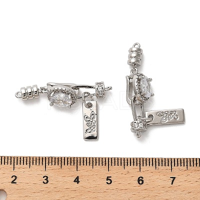 Brass Micro Pave Clear Cubic Zirconia Fold Over Clasps KK-B110-04P-1