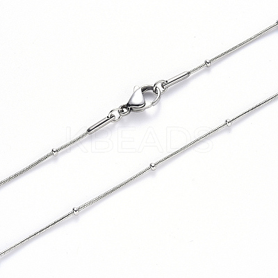 Non-Tarnish 304 Stainless Steel Round Snake Chain Necklace NJEW-S420-009C-P-1
