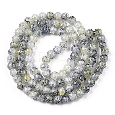 Baking Paint Crackle Glass Bead Strands DGLA-Q023-8mm-YS75-A-1