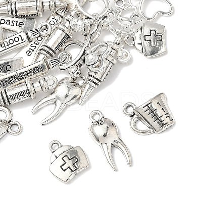 30Pcs 6 Styles Tibetan Style Alloy Pendants TIBEP-FP0001-18-1