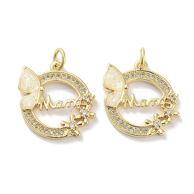 Brass Micro Pave Clear Cubic Zirconia Pendants KK-L213-028G-1
