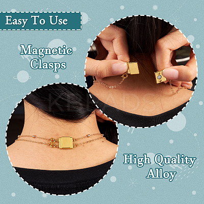 10Pcs 10 Styles Alloy Magnetic Clasps Slide Lock Clasps with Spring Ring Clasps FIND-TA0002-03-1