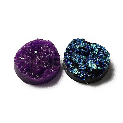Mixed Flat Round Drusy Resin Cabochons X-CRES-S040-12mm-M-1
