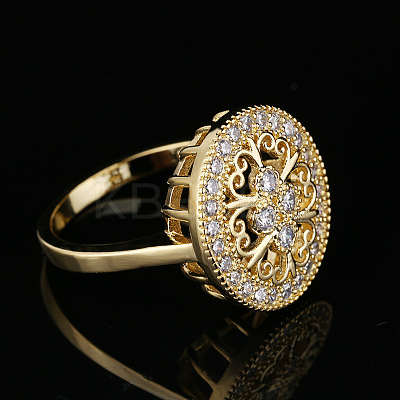 Oval Brass Micro Pave Clear Cubic Zirconia Finger Rings for Women FS-WGE5686-01-1