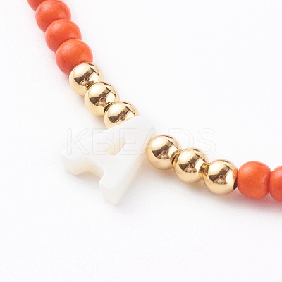 Natural Shell Initial Pendant Necklaces NJEW-JN03405-1