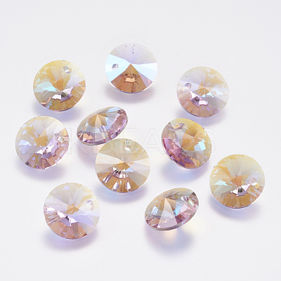 Faceted Glass Rhinestone Charms RGLA-F049-6mm-371PS-1