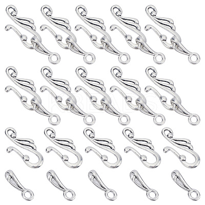 70Pcs Tibetan Style Alloy Hook and Eye Clasps FIND-SC0008-05-1