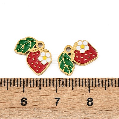 Fruit 304 Stainless Steel Enamel Charms X-STAS-C137-04B-G-1