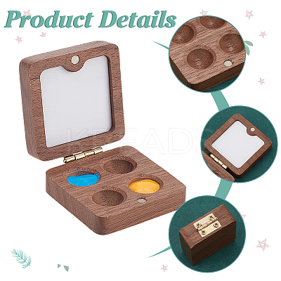 Wood Watercolor Paints Tins Box AJEW-WH0542-84A-1