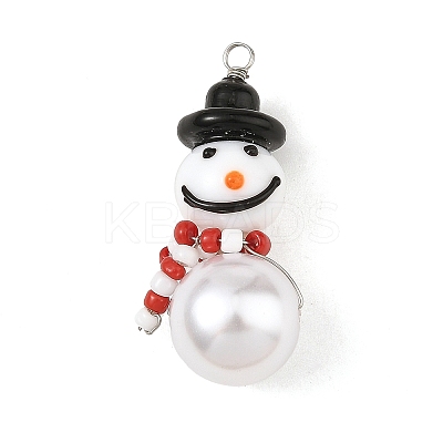 Christmas Handmade Lampwork Pendants PALLOY-JF06024-02-1