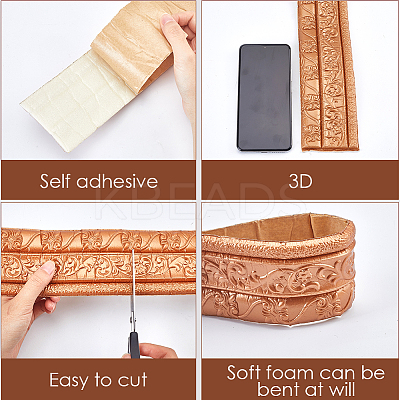 2Pcs Foam 3D Self-Adhesive Waterproof Wallpaper Border DIY-GF0010-19B-1