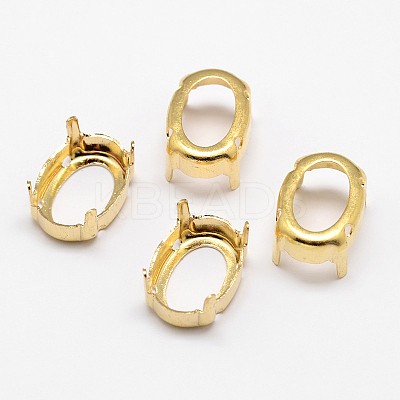 Oval Brass Sew on Prong Settings KK-N0084-A10-18x25G-1