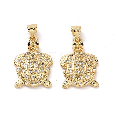 Brass Cubic Zirconia Pendants KK-G453-14G-1