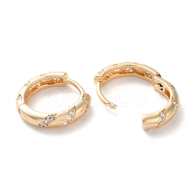 Brass Micro Pave Clear Cubic Zirconia Hoop Earrings EJEW-C121-01G-1