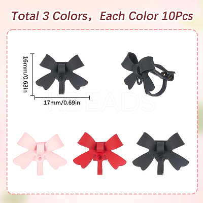 30Pcs 3 Colors Spray Printed Alloy Bowknot Clip-on Earrings EJEW-SP0001-11-1