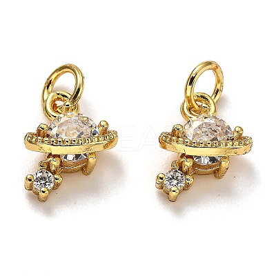 Brass Micro Pave Cubic Zirconia Charms X-ZIRC-H119-10G-1