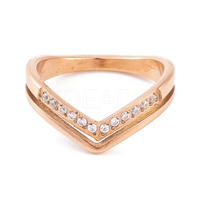 PVD Vacuum Plating 304 Stainless Steel Finger Ring for Women RJEW-C086-14-RG-1