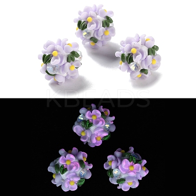 Luminous Polymer Clay Rhinestone Floral Ball Beads CLAY-U002-01D-1