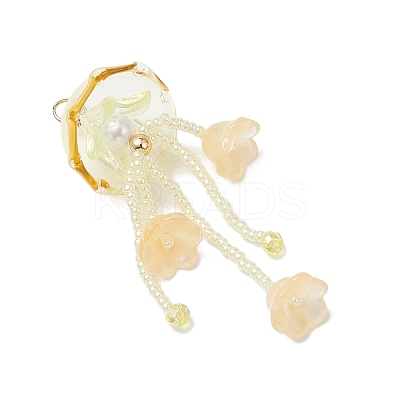 Glass Seed Beaded Jellyfish Big Pendants PALLOY-MZ01166-01-1