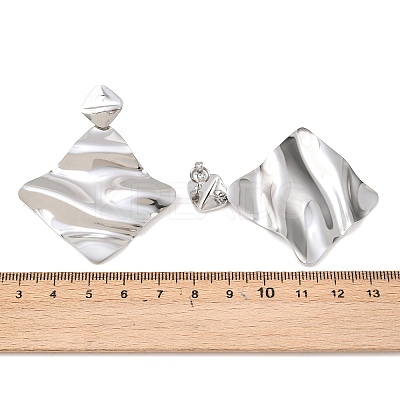 304 Stainless Steel Rhombus Dangle Stud Earrings EJEW-K268-79B-P-1
