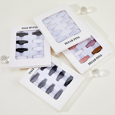 4 Box 4 Colors Plastic Blank Oval Scarf Safety Pins FIND-FH0006-55-1