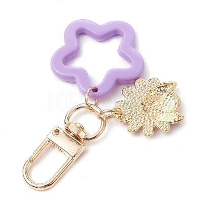 6Pcs 6 Colors Flower Opaque Acrylic Pendant Decorations HJEW-JM02330-1