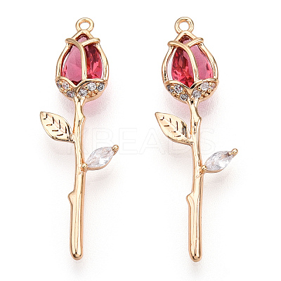 Brass Micro Pave Cubic Zirconia Pendants KK-S364-014A-1