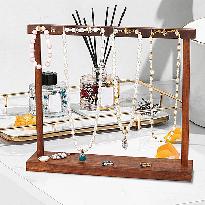 Wooden Necklace Organizer Display Stands ODIS-WH0331-20A-1