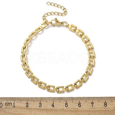 304 Stainless Steel Square Link Chain Bracelets for Women BJEW-F488-21G-02-1