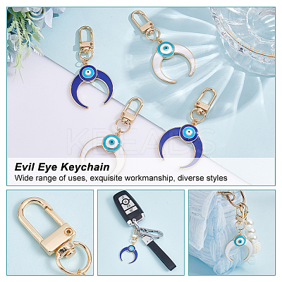4Pcs 2 Colors Alloy Enamel Turkish Evil Eye Pendant Decoration KEYC-AR0001-13-1
