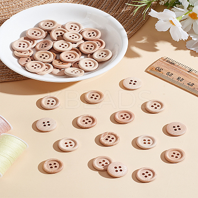Flat Round Wood Buttons DIY-LP0001-14A-1