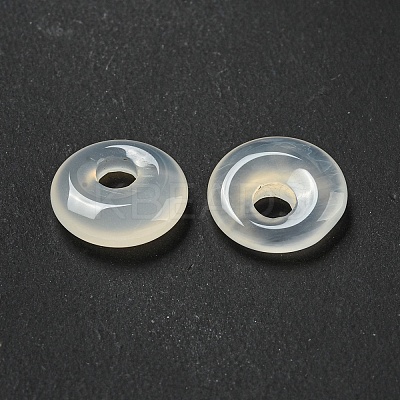 Natural White Agate Donut/Pi Disc Charms G-G142-02T-1