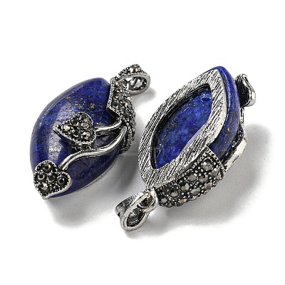 Dyed Natural Lapis Lazuli Horse Eye Pendants G-F766-01AS-05-1