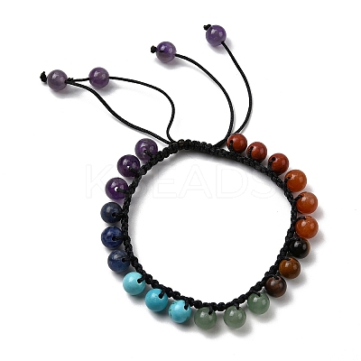 Adjustable Natural & Synthetic Mixed Gemstone Beads Braided Bead Bracelets for Men Women BJEW-L713-B05-1